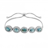 Silver Plated Aqua Halo Toggle Bracelet