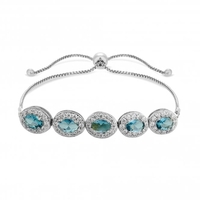 Silver Plated Aqua Halo Toggle Bracelet
