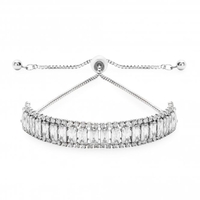 Silver Plated Baguette Cut Crystal Statement Toggle Bracelet
