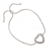 Silver Plated Baguette Heart Toggle Bracelet