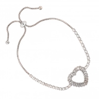 Silver Plated Baguette Heart Toggle Bracelet