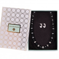 Silver Plated Black Bead Crystal Allway Set - Gift Boxed