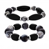 Silver Plated Black Beaded Stretch Bracelets Pack Of 2