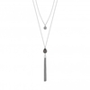 Silver Plated Black Diamond Tassel Long Pendant Nacklace