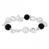 Silver Plated Black Pearl Mono Bead And Pearl T Bar Bracelet