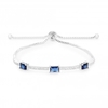 Silver Plated Blue Baguette Pave Toggle Bracelet