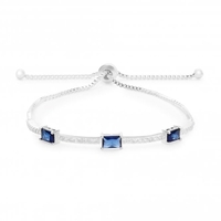 Silver Plated Blue Baguette Pave Toggle Bracelet