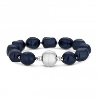 Silver Plated Blue Baroque Pearl Bracelet