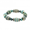 Silver Plated Blue Bead Abalone Stretch Bracelet