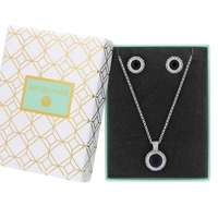 Silver Plated Blue Crystal Clara Pendant Necklace - Gift Boxed