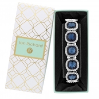Silver Plated Blue Crystal Clara Stretch Bracelet - Gift Boxed