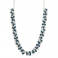 Silver Plated Blue Crystal Cluster Necklace