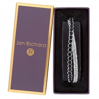 Silver Plated Blue Crystal Cross Over Diamante Cuff Bracelet - Gift Boxed