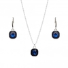 Silver Plated Blue Crystal Cushion Set - Gift Boxed
