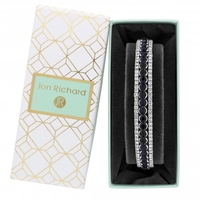 Silver Plated Blue Crystal Diamante Cuff Bangle - Gift Boxed
