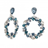 Silver Plated Blue Crystal Forward Facing Drop Earrings