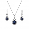 Silver Plated Blue Crystal Infinity Set - Gift Boxed