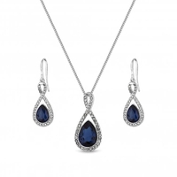 Silver Plated Blue Crystal Infinity Set - Gift Boxed