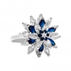 Silver Plated Blue Cubic Zirconia Flower Ring