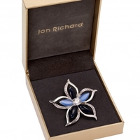 Silver Plated Blue Leaf Brooch - Gift Boxed