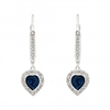 Silver Plated Blue Made with Swarovski Heart Charm Earrings