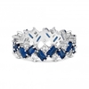 Silver Plated Blue Scattered Stone Cubic Zirconia Ring