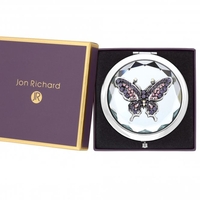 Silver Plated Butterfly Compact Mirror - Gift Boxed