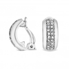 Silver Plated Chunky Pave Middle Half Hoop Clip Earring