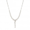 Silver Plated Clear Fine Crystal Pearl Bubble Y Drop Lariat Necklace