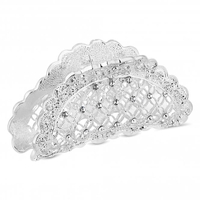 Silver Plated Clear Floral Bulldog Pin / Clip Hair