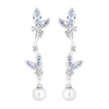 Silver Plated Clear Pearl Trailing Vine Drop Earring