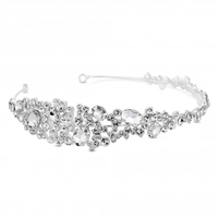 Silver Plated Clear Crystal Alba Cluster Headband Hair