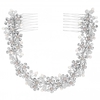 Silver Plated Clear Crystal Amber Glitz Double Hair Comb