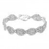 Silver Plated Clear Crystal Diamante Petal Bracelet