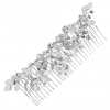 Silver Plated Clear Crystal Freya Princess Bead Hair Comb