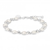 Silver Plated Clear Crystal Half Pearl Tennis Bracelet