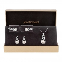 Silver Plated Clear Crystal Infinity Matching Set