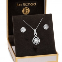 Silver Plated Clear Crystal Infinity Matching Set