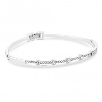 Silver Plated Clear Crystal Polished Bangle Bracelet