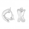 Silver Plated Clear Crystal Polished Clip On Earring