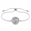 Silver Plated Clear Crystal Rose Pave Toggle Bracelet