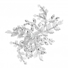 Silver Plated Clear Crystal Ruby Brushed Leaf And Crystal Burst Hair Slide