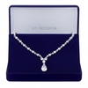 Silver Plated Clear Cubic Zirconia Graduated Pear Y Drop Short Pendant Necklace