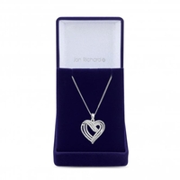Silver Plated Clear Cubic Zirconia Heart Short Pendant Necklace