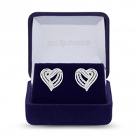 Silver Plated Clear Cubic Zirconia Heart Stud Earring