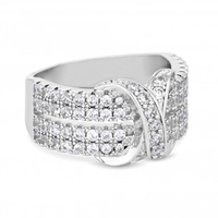 Silver Plated Clear Cubic Zirconia Kisses Sized Ring