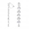 Silver Plated Clear Cubic Zirconia Linear Pear Clip On Earrings