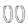 Silver Plated Clear Cubic Zirconia Medium Hoop Earring