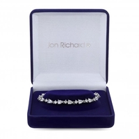 Silver Plated Clear Cubic Zirconia Pear Allway Bangle Bracelet
