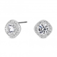 Silver Plated Clear Cubic Zirconia Square Clara Stud Earring